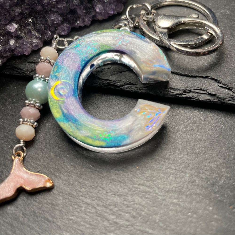 Letter C Mermaid Keychain with Tail Charm Ocean Inspired Artisan - Picture 8 of 16